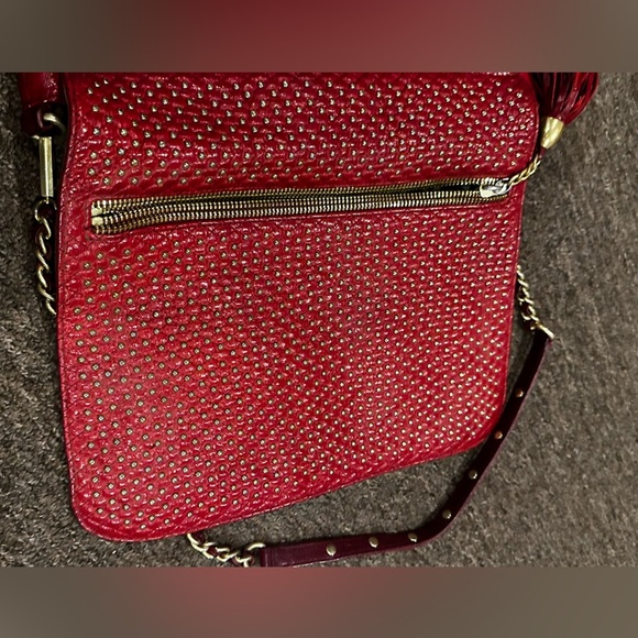 REBECCA MINKOFF Red Multi Zipper Chain strap Studs Shoulder Bag Purse - Picture 6 of 8